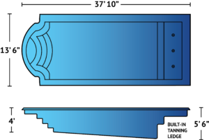 Majetic fiberglass pool dimensions