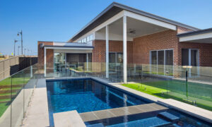 Serene inground fiberglass pool installation
