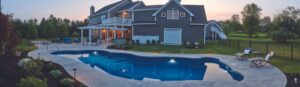 Narellan Pools Encore Fiberglass Swimming Pool at dusk